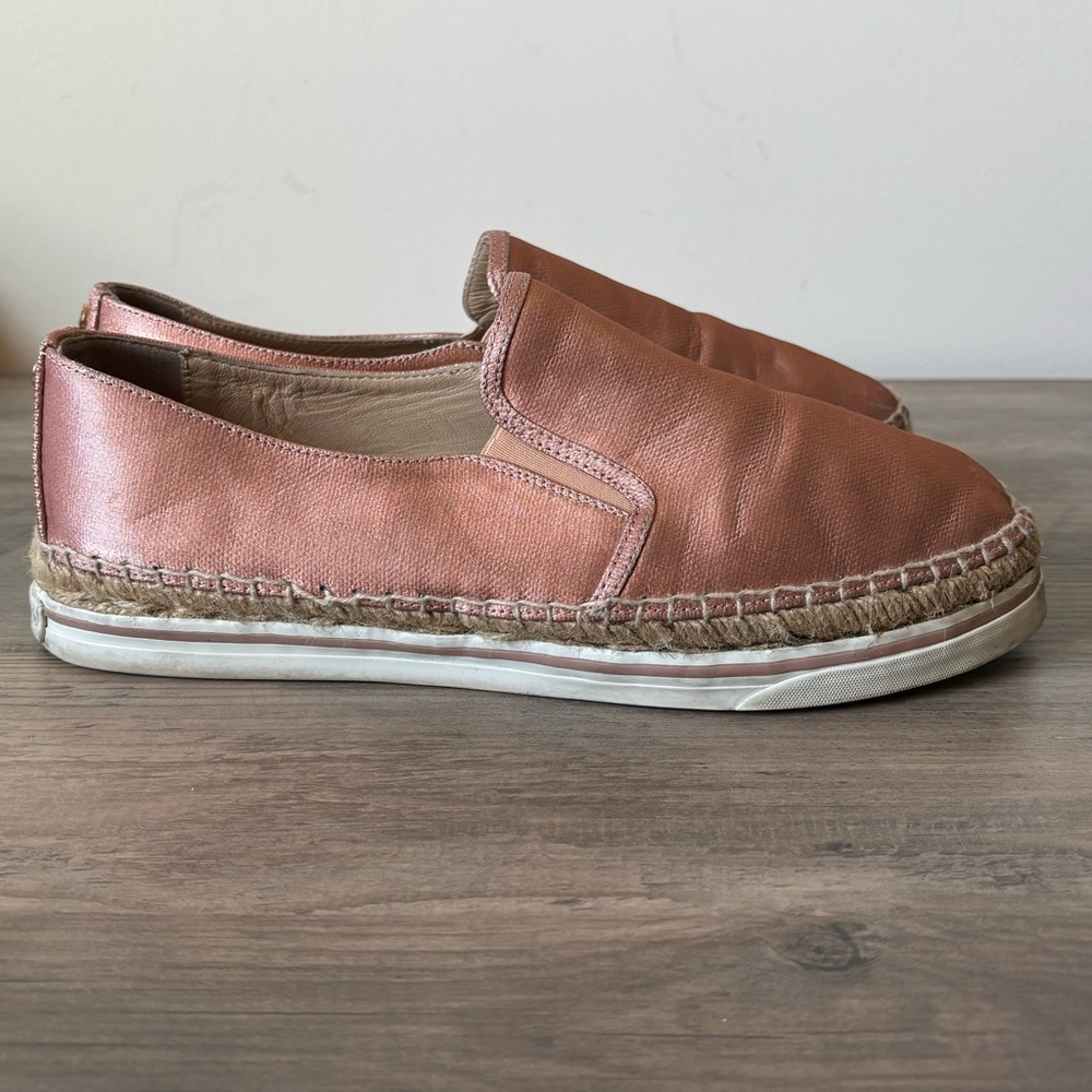 Jimmy Choo Women Espadrille 10 Copper Shoes‎  Metallic Jute Trim Size 40 Slip On - Picture 6 of 11